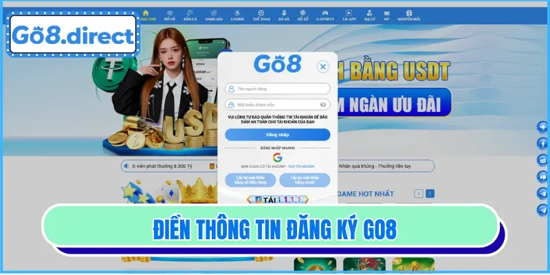 Biểu mẫu điền dữ liệu đăng ký GO8